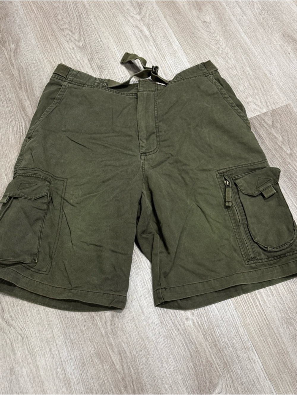 Old Navy Cargo Shorts Mens 36 Green Belted Military Utility Baggy Retro Y2K